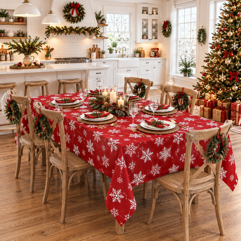 Nappe Holiday Christmas, 60"*120", Rouge