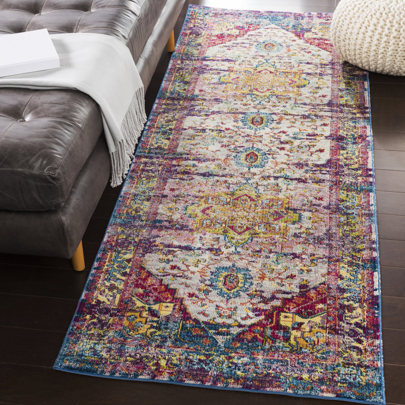 Tapis rose vif/rose/bleu Tillamook, Rectangle 7 pi 10 po x 10 pi 3 po