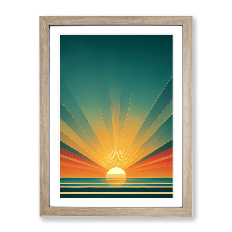 A Gorgeous Abstract Sunset - Framed Print, 34cm H x 25cm W x 2cm D, Oak