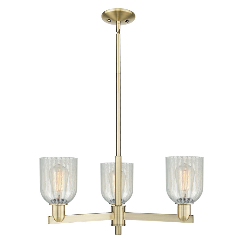 Arcadia - Caledonia - Lustre suspendu 3 lumières avec abat-jour Mouchette, Mouchette, Laiton antique