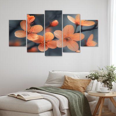 «Pastel Orange Cherry Blossom Photo», ensemble de reproduction d'art mural cerisier en fleurs
