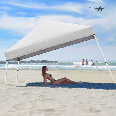 Toile escamotable 10 x 10 personnes pour 1 personne, tente d'extérieur instantanée avec bouton-poussoir, tente de plage portable avec sac de transport et roues, pour événement, fêtes, camping, blanc