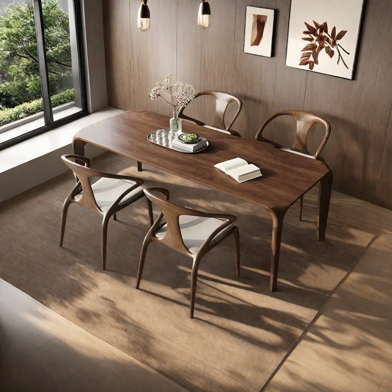 Walnut Wood Dining Table with Water Based Finish D, 29.5"H x 78.7"L x 35.4"W