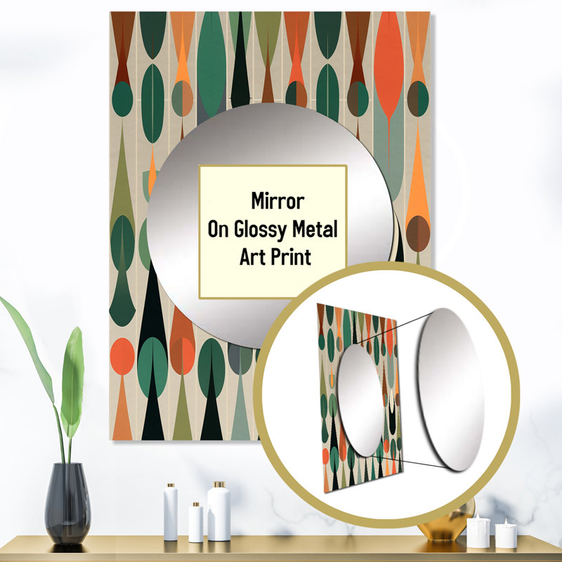 Mcjoy rétro abstrait gouttes X - miroir mural géométrique, miroir décoratif moderne, art imprimé en métal, 40 po x 30 po