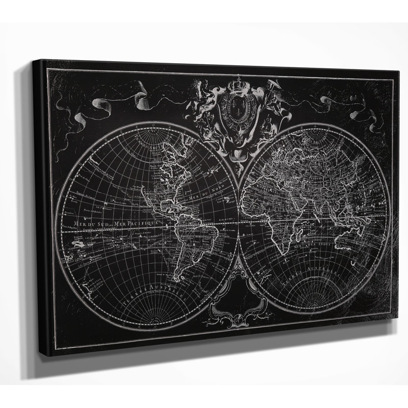 " Monde World Map Sketch ", 18" H x 27" W x 1.5" D