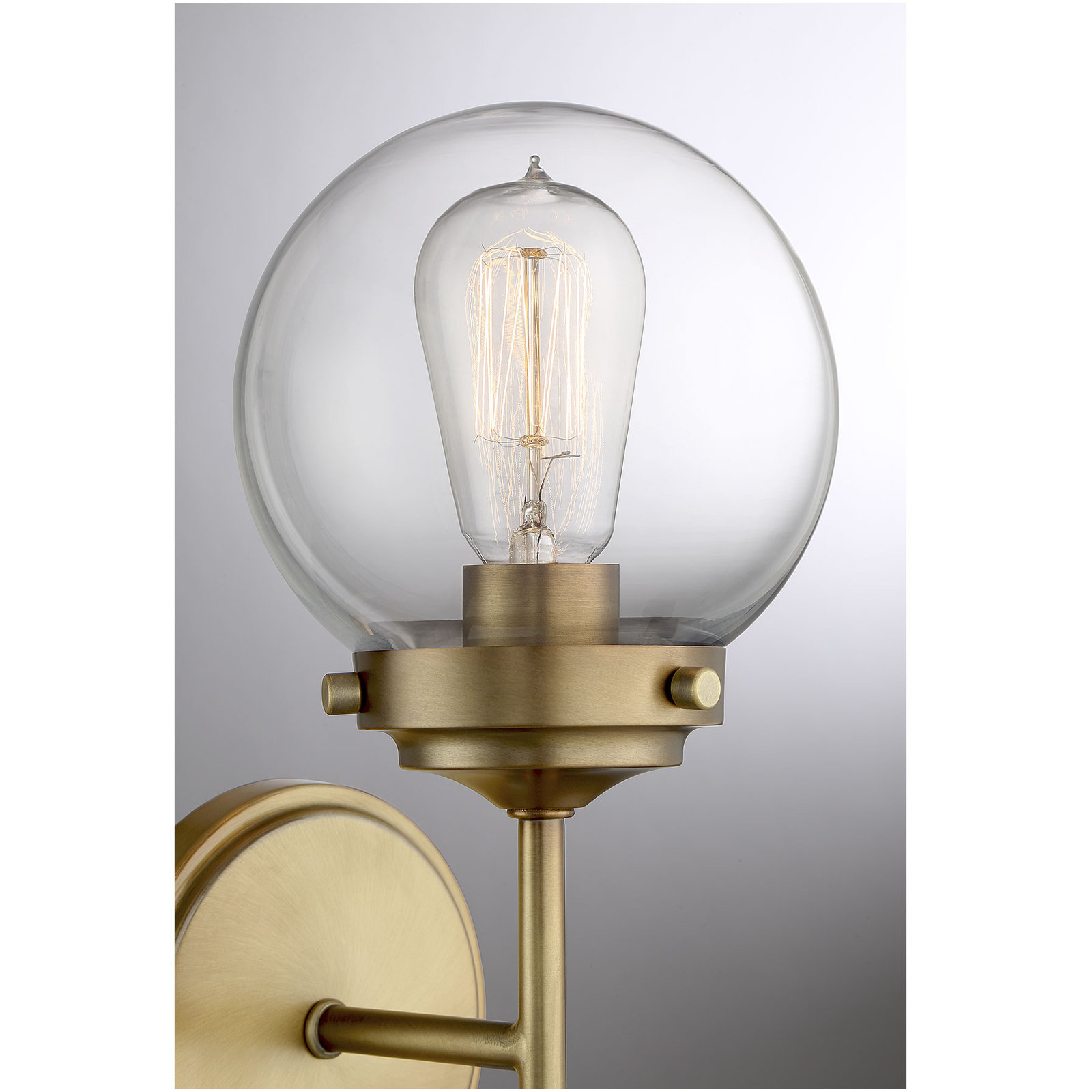 Aiden Single Light Dimmable Armed Sconce, Natural Brass