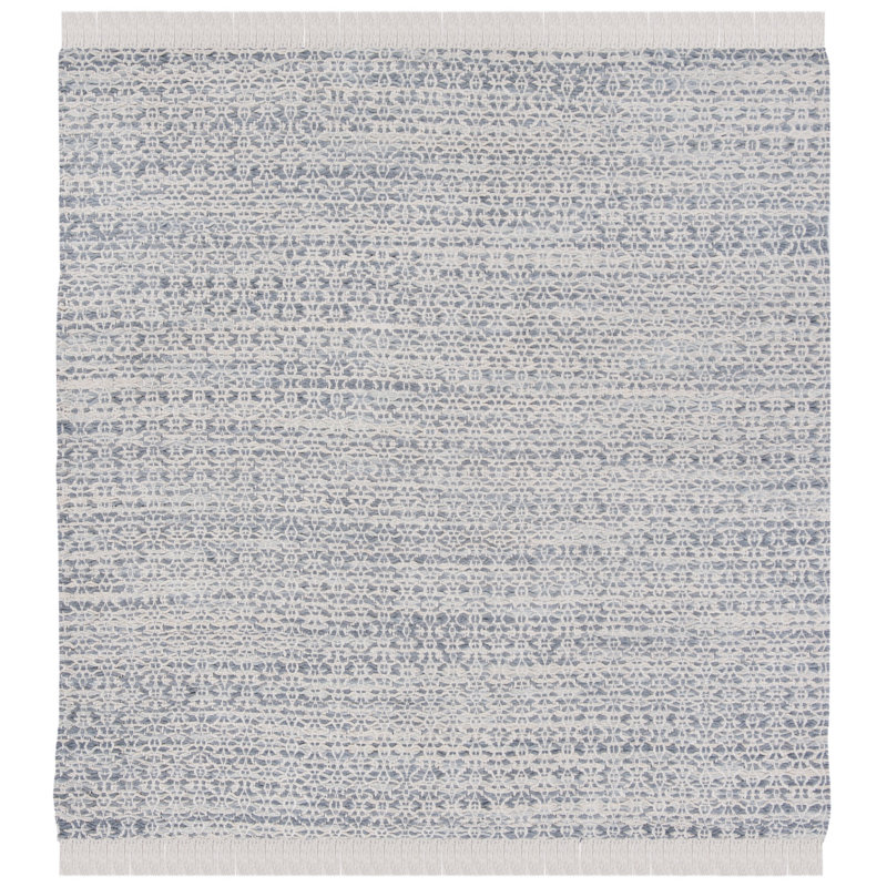 Waimes Flat Weave Cotton Geometric Rug, Square 6'