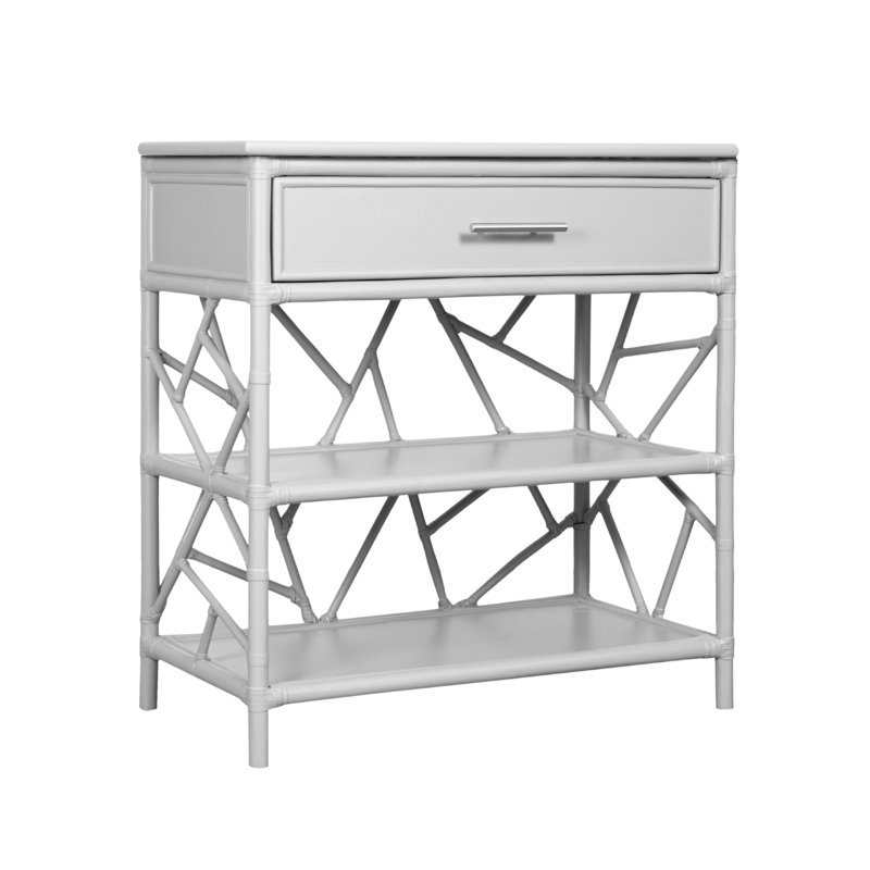 End Table with Storage, White