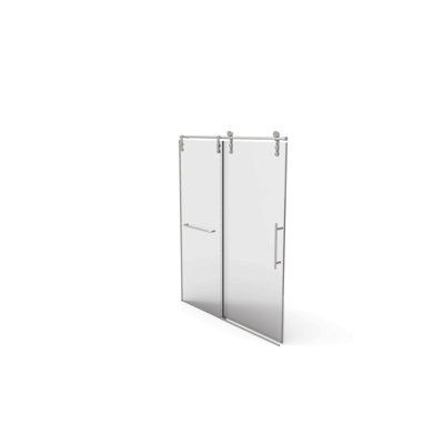 Frameless Shower Door, Sliding Shower Door, Premium 5/16"(8Mm) Thick Tempered Glass Shower Enclosure With Towel Bar ,Double Side Easy Clean Coat,Brushed Nickel Finished With Buffer