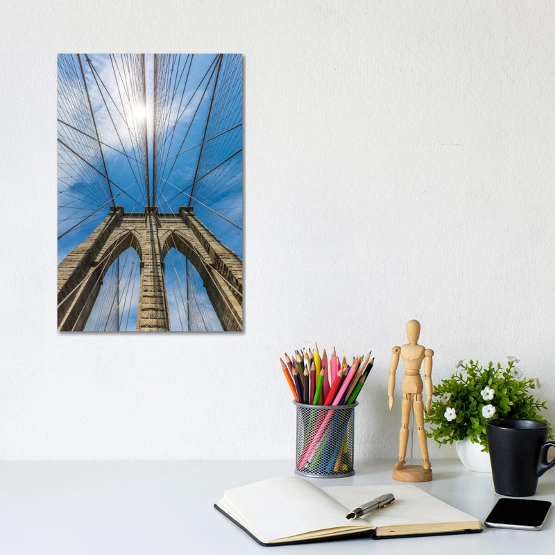 New York City Brooklyn Bridge Skyhigh by Melanie Viola - Wrapped Canvas Print, 20.32 cm H x 30.48 cm W