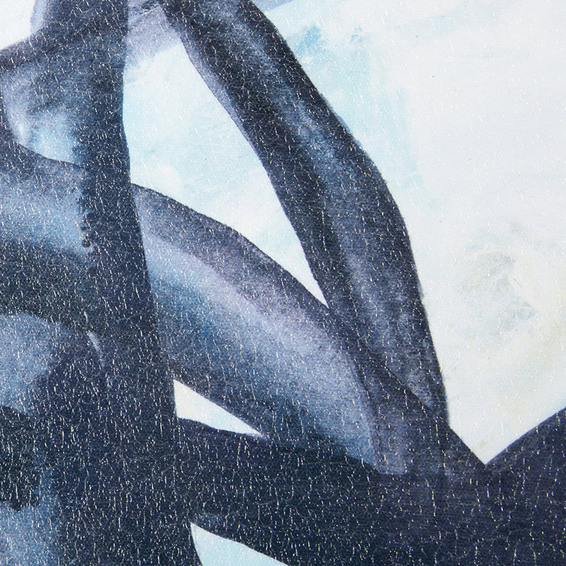 «S», art mural abstrait 5 avec des thèmes bleus, gris et jaunes, encadré dans des cadres captivants