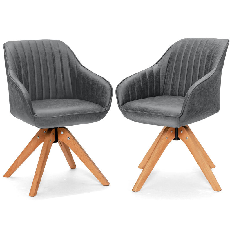 Iridessa Faux Leather Swivel Armchair, Gray Faux Leather