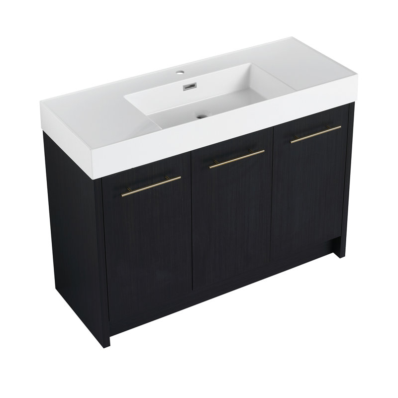 Meuble-lavabo autoportant avec lavabo en résine