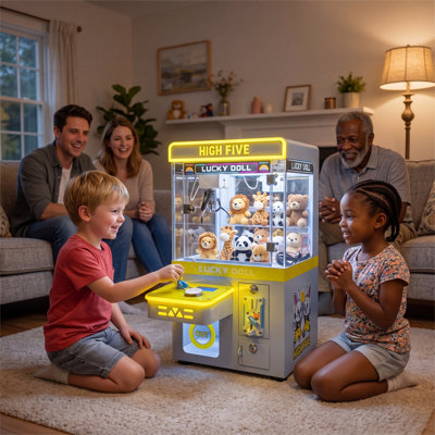 Mini machine à griffes: jeu d'arcade à DEL Lucky Doll pour la maison et le bureau, grue portative à jouets
