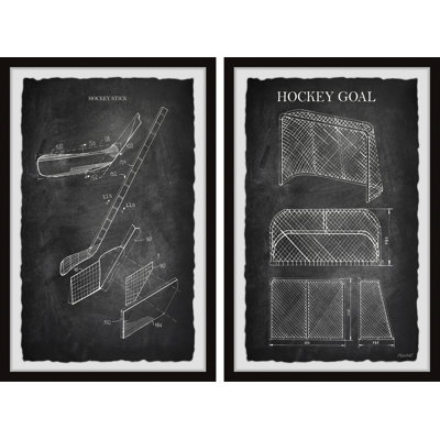 Georgie Hockey Stick and Goal 2-Piece Framed Print Set