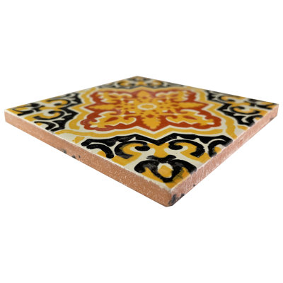 4.2" x 4.2" 9pcs TalaMex Covelo Mexican Clay Tile Handmade Talavera Backsplash Mosaic