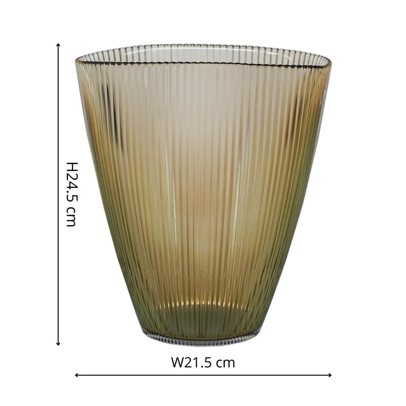  Recycled Glass Ribbed Table Vase, Mocha