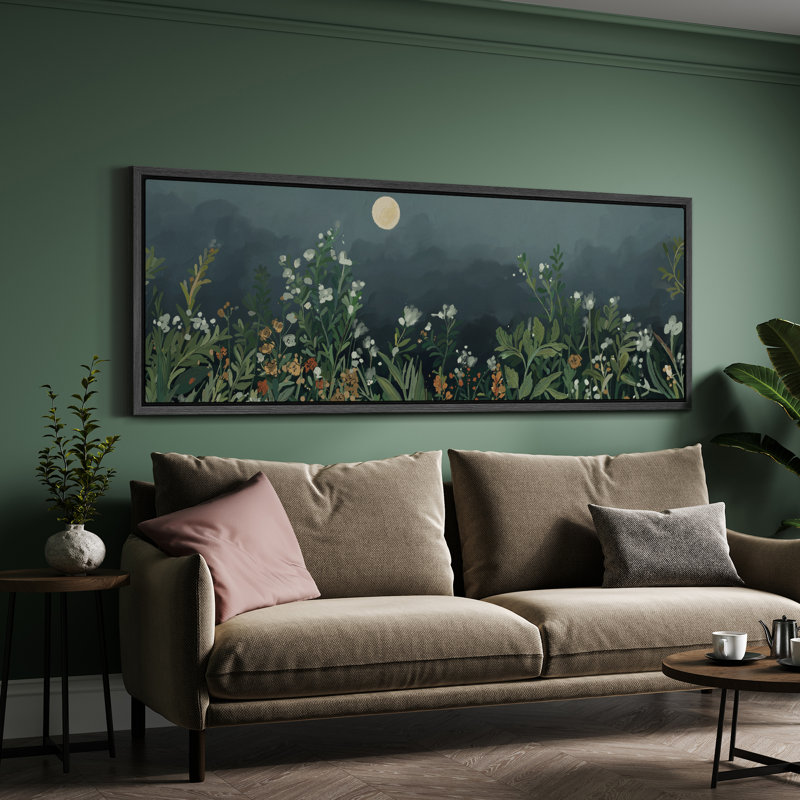 «Moon Night Wilderness Plants Relaxing Calm», impression sur toile encadrée surdimensionnée, H 20 po x l 60 po