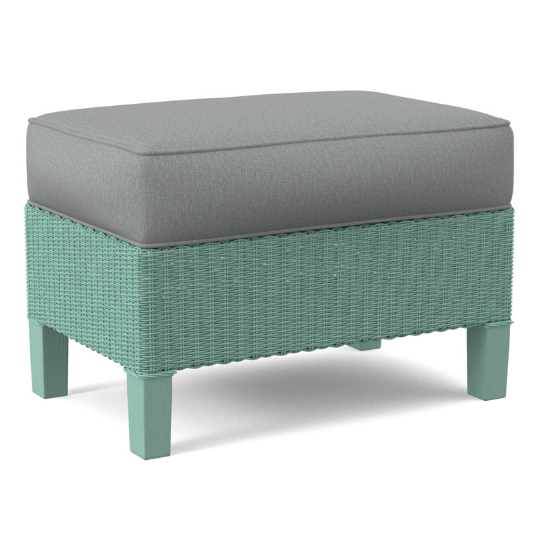 Gibraltar Ottoman, Stone Hearth, Light Blue Performance Fabric; 0851-55