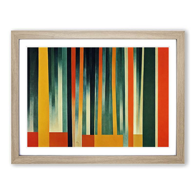 Enlightening Abstract Bamboo Forest - Single Picture Frame Print, 34cm H x 46cm W x 2cm D, Oak Framed