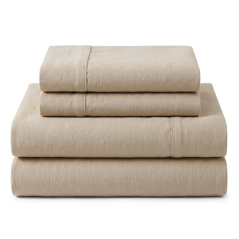 Ensemble de draps-housse en lin bambou naturel Rug Branch, Queen