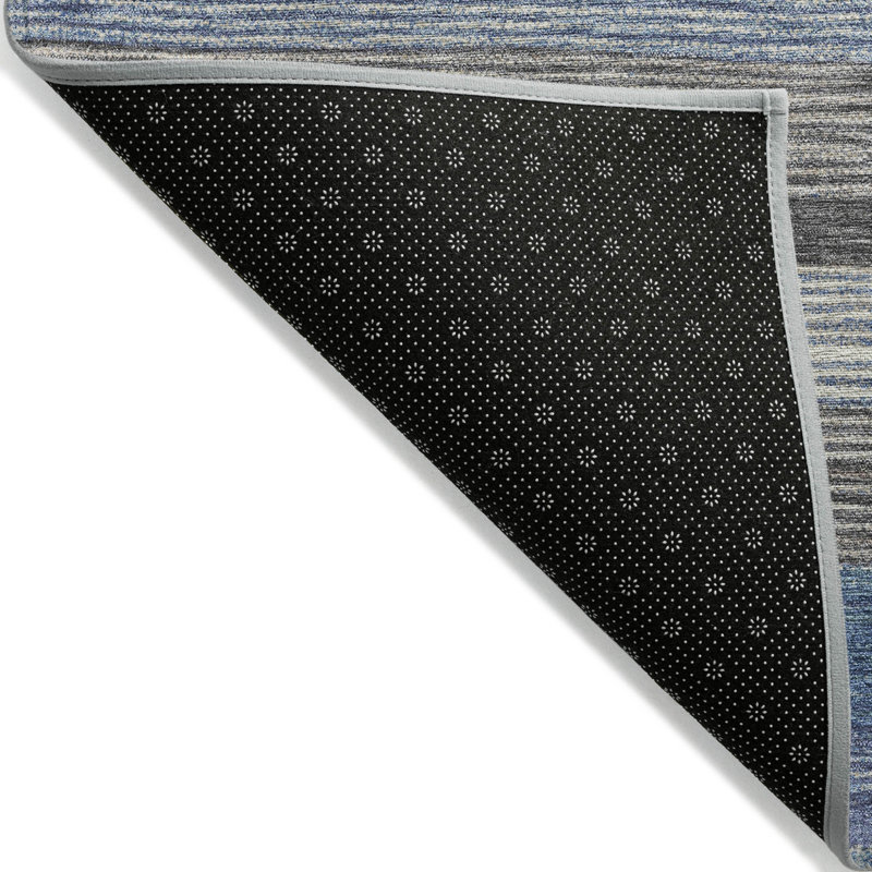 Tapis intérieur lavable rayé bleu 8 pi x 10 pi Denim