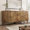 Armoire en noyer, armoire de rangement autoportante à rainures, armoire de rangement en bois avec tablette réglable pour le salon, le vestibule, le couloir