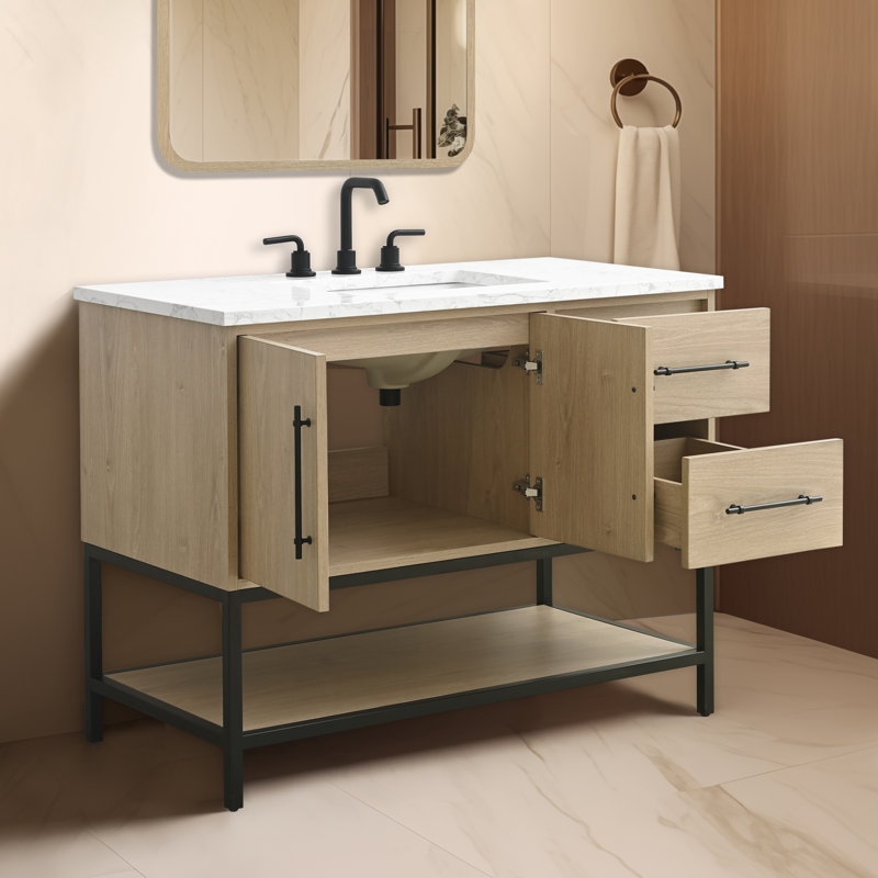 Cherita 42" Single Bathroom Vanity With Engineered Stone Top
