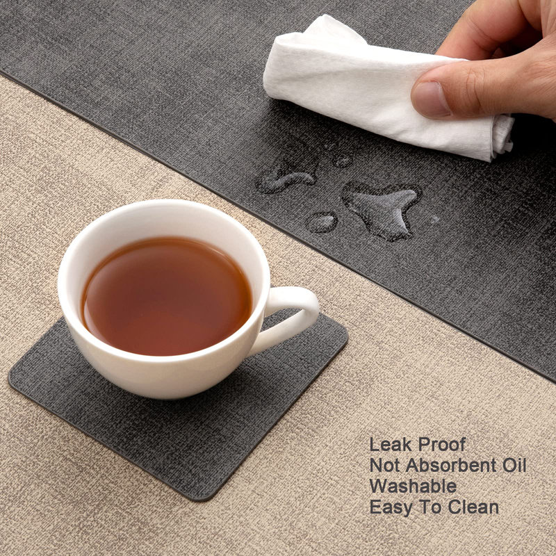 Faux Leather Placemat, Gray Beige