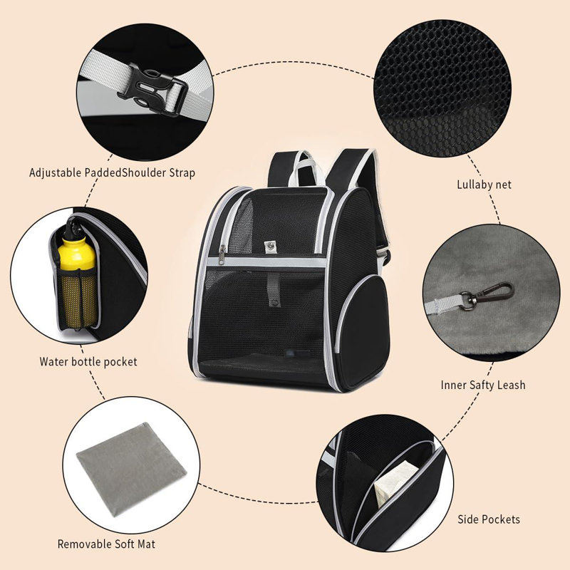 Cat Backpack Carrier Pet Backpack Carrier For Small Dogs And Medium Cat Puppy Kitten Bunny Up To 15Lbs, Cat Carrying Backpack Collapsible With Fully Ventilated Mesh With Safety Leash
