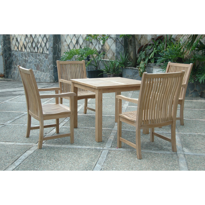 Bahama Chicago 4 - Person Teak Solid Wood Patio Dining Set Square Table