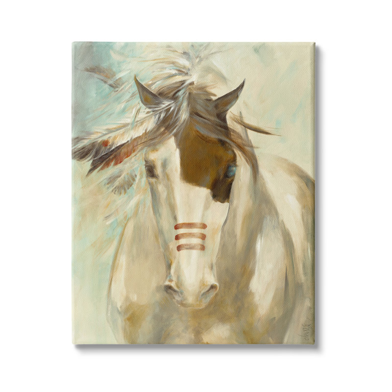 Portrait contemporain doux de crinière à plumes du sud-ouest, H 20 po x l 16 po x P 1,5 po, Toile tendue