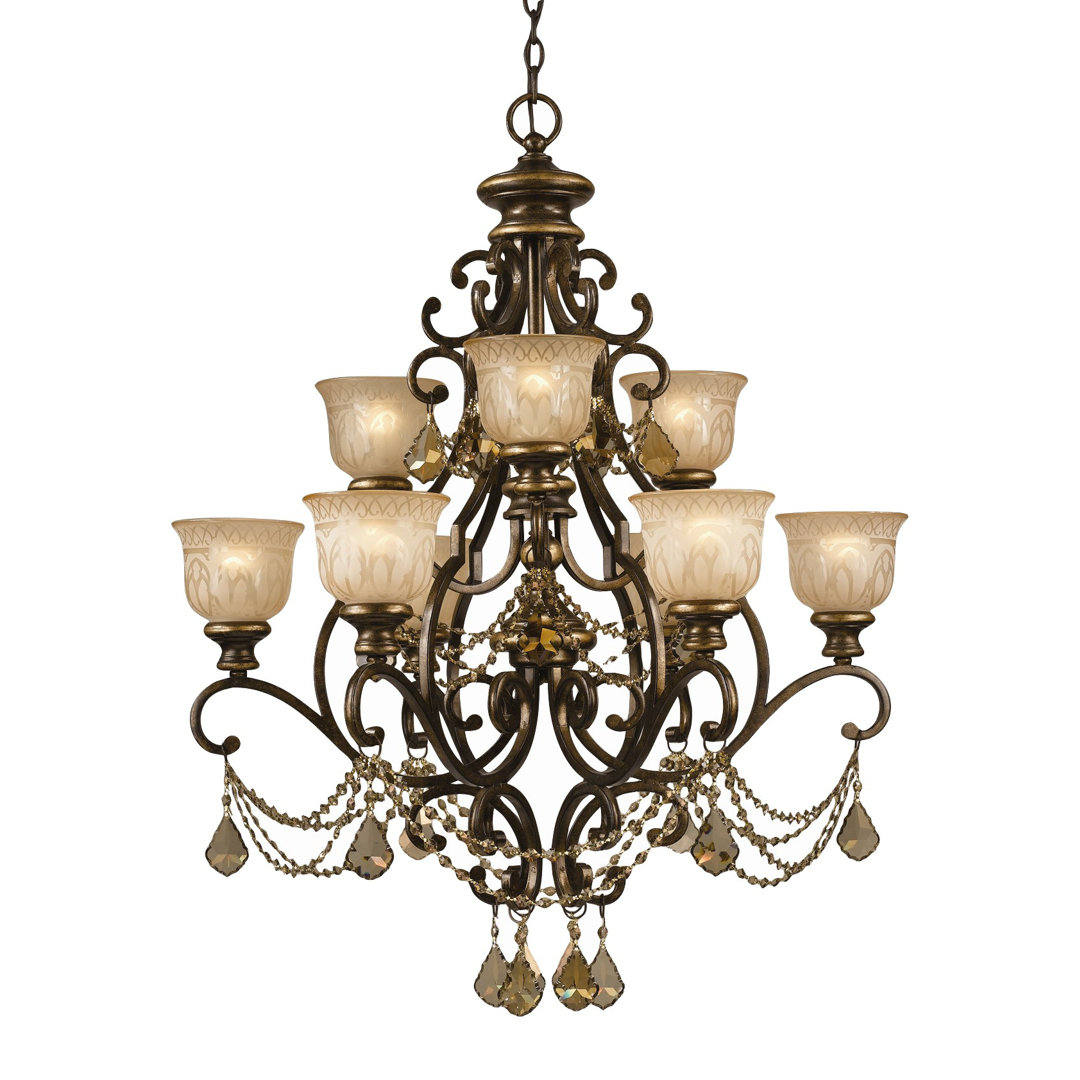 Tusten 9 - Light Shaded Classic / Traditional Chandelier with Crystal Accents Astoria Grand Crystal 
