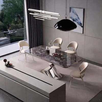 Sintered stone stainless steel dining table set