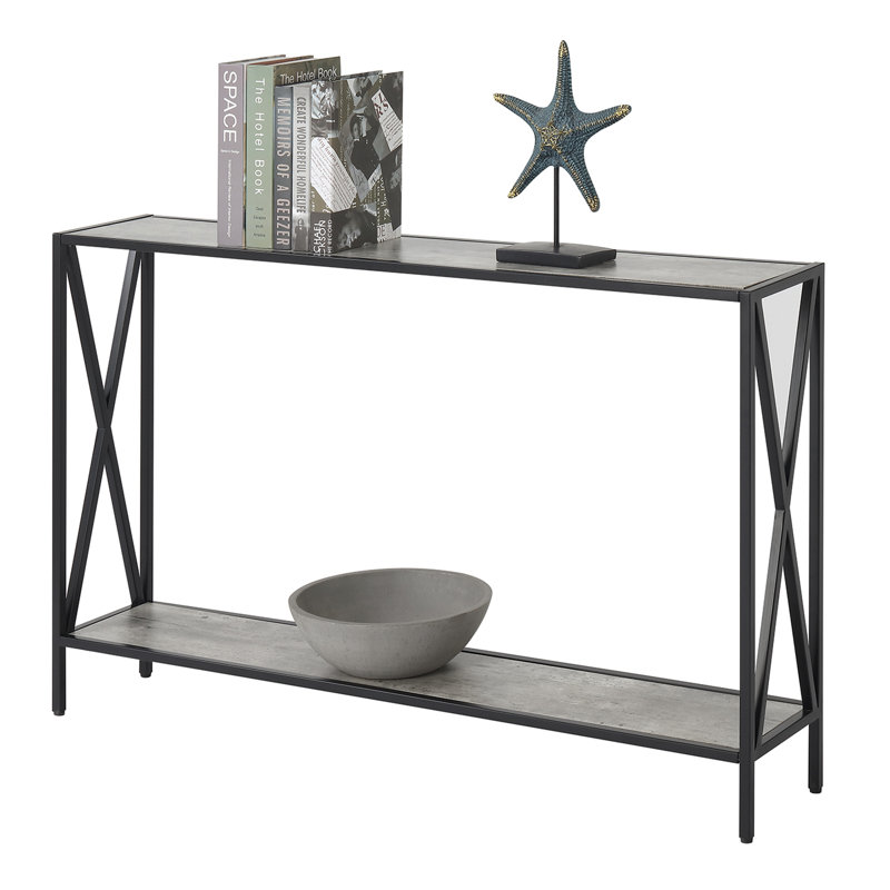 Console de 47,25 po Ariyana, Plateau en imitation bouleau / base noire