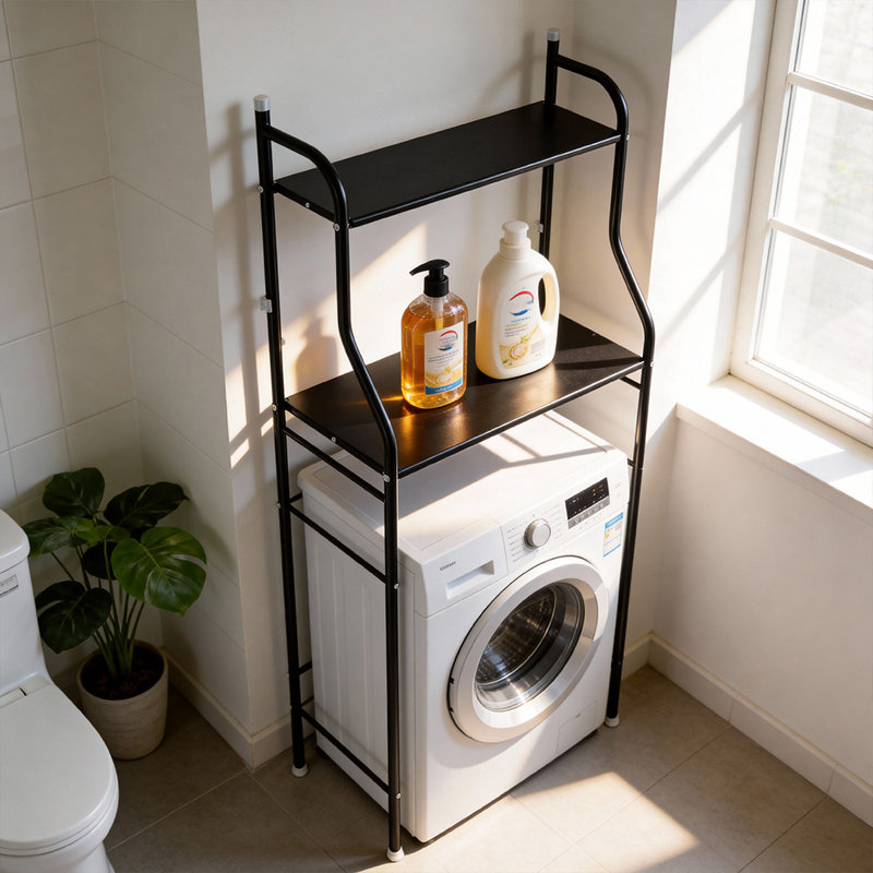 Steel Freestanding Bathroom Shelves, Black