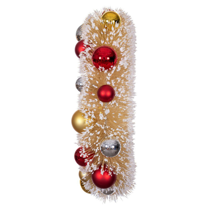  Boules de couronne givrées 18 po., Rouge / doré, Beige, H 5 po x l 18 po x P 18 po