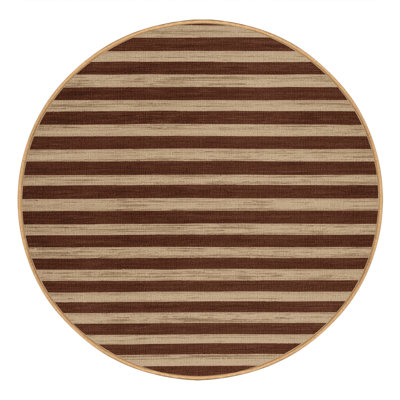 Tapis brun à rayures horizontales lavable à la machine