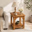 Farmhouse End Table with Storage, Solid Fir Wood 2-Tier Side Table, Living Room
