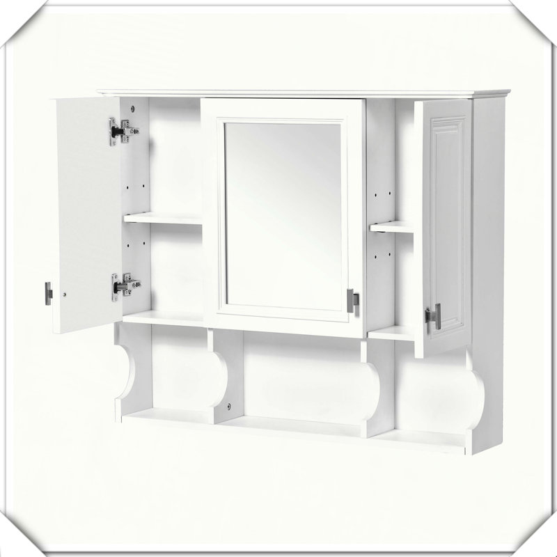 Armoire à pharmacie murale avec tablettes ouvertes, Blanc