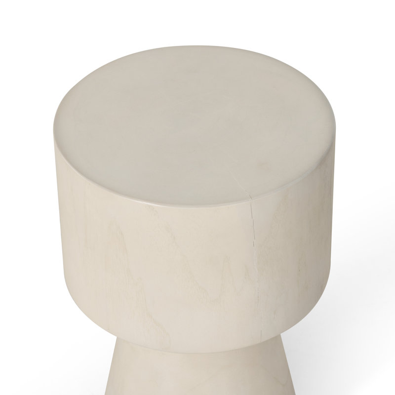 Jovie Outdoor Round Teak Side Table, Ivory Teak