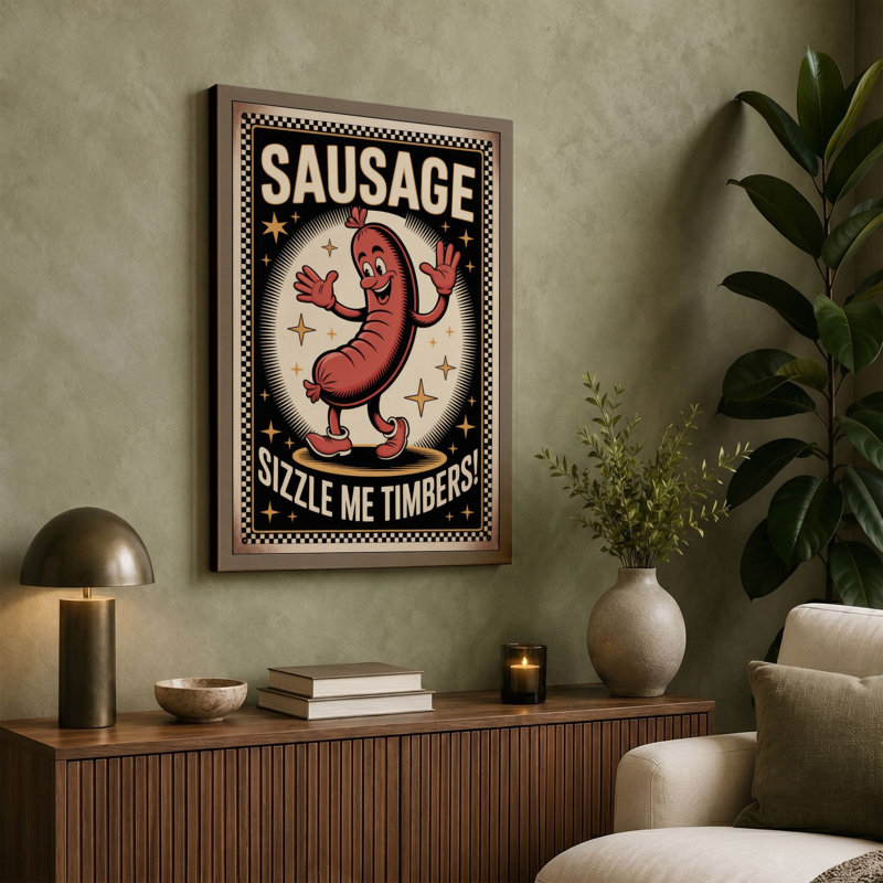 Sizzle Me Timbers Retro - Wrapped Canvas, Terracotta Border, 30x20 - 76.2 x 50.8 cm