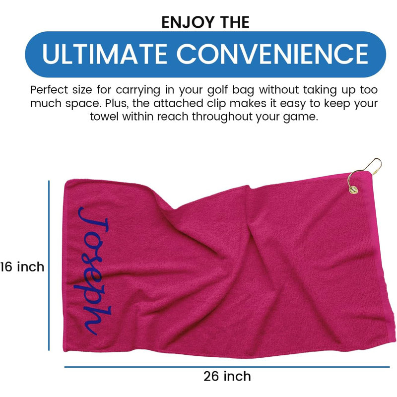 Cotton Embroidered Golf Towels Kitchen Towel, Hot Pink, Yes