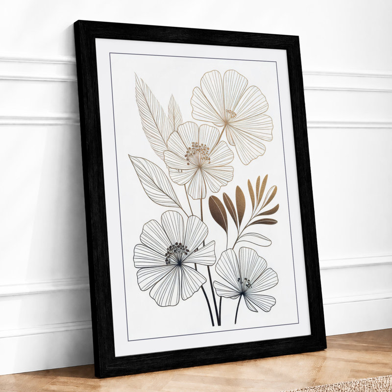 Delicate Study Botanical - Framed Print, A4 - 29.7 x 21.0 cm, Black