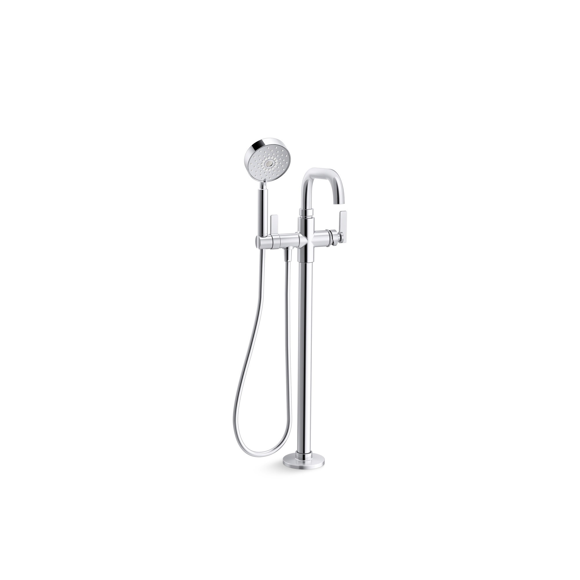 Castia by Studio McGee Floor-Mount Bath Filler Trim with Handshower, Polished Chrome