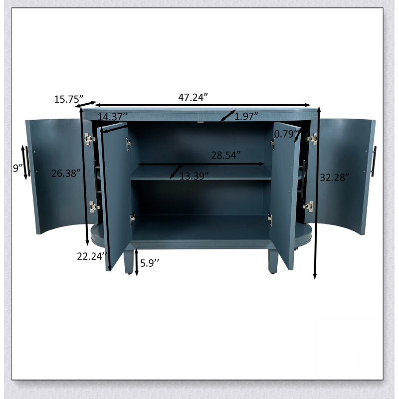 Buffet moderne incurvé 47,2 pouces, Bleu