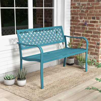 Eveliina Steel Carved-back Floral Bench