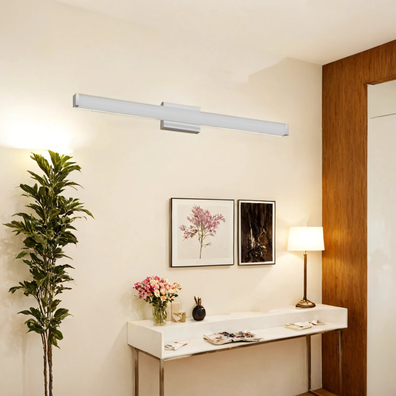 Éclairage pour meuble-lavabo carré 41 po, H 2,6 po x l 40,6 po x P 4,3 po, Argent argent