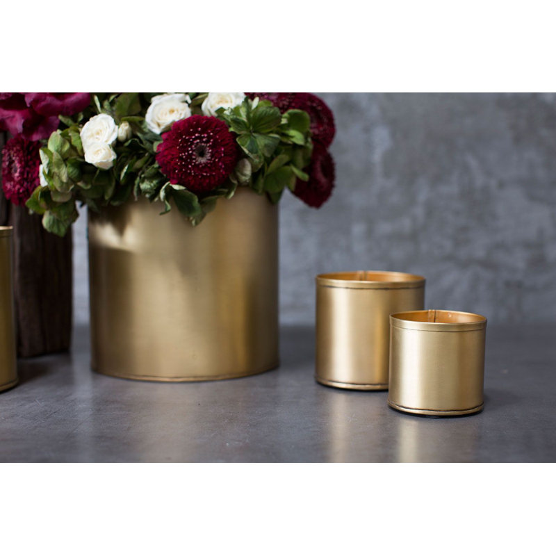 Pot à fleurs en métal Schaaki Bryant, H 3 po x l 3,25 po x P 3,25 po