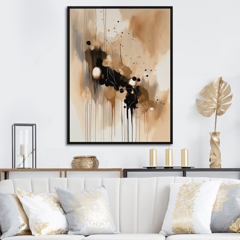 «Brown Mindful Abstraction IV», reproduction d'art sur toile abstraite, L 30 po x H 40 po, Cadre flottant noir